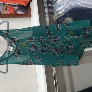 Long green flowered tank